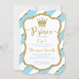 Invitation d'anniversaire de Little Prince en bleu