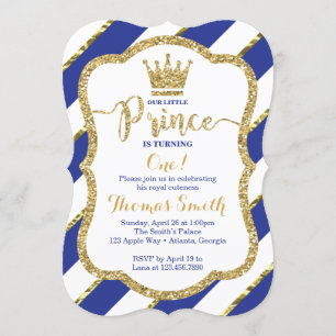 Invitation d'anniversaire de Little Prince en bleu