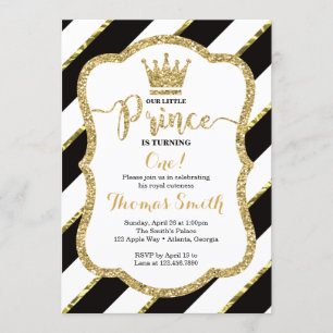 Invitation d'anniversaire de Little Prince en noir