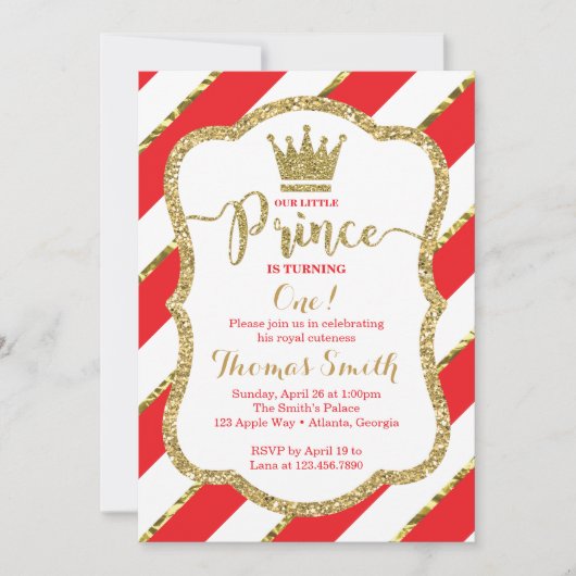 Invitation d'anniversaire de Little Prince, Rouge, (Devant)