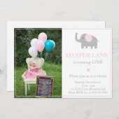 Invitation d'anniversaire de Little Rose and Grey  (Devant / Derrière)