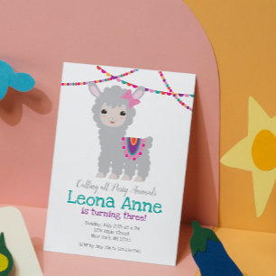 Invitation d'anniversaire de Llama Alpaca