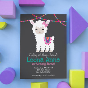 Invitation d'anniversaire de Llama Alpaca