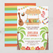 Invitation d'anniversaire de l'loha hawaïen coloré (Devant / Derrière)