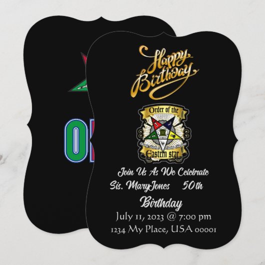 Invitation d'anniversaire de l'OES (Devant / Derrière)