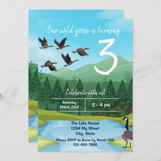 Invitation d'anniversaire de l'oie du Canada (Devant / Derrière)