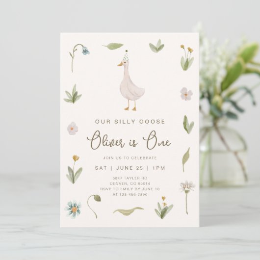 Invitation d'anniversaire de l'oie idiote (Debout devant)