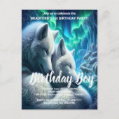 Invitation d'anniversaire de loups blancs majestue (Devant)