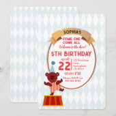 Invitation d'anniversaire de l'ours de cirque mign (Devant / Derrière)