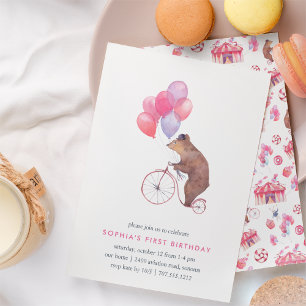 Invitation d'anniversaire de l'ours de cirque vint