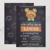 Invitation d'anniversaire de l'ours de la Cravate  (Devant / Derrière)