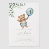 Invitation d'anniversaire de l'ours de verdure, pr (Recto)