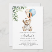 Invitation d'anniversaire de l'ours de verdure, pr (Devant)