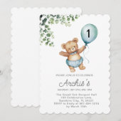 Invitation d'anniversaire de l'ours de verdure, pr (Devant / Derrière)