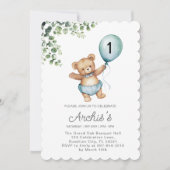Invitation d'anniversaire de l'ours de verdure, pr (Devant)