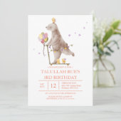 Invitation d'anniversaire de l'ours doux (Debout devant)