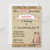 Invitation d'anniversaire de l'ours floral (Devant)