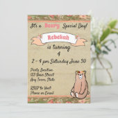 Invitation d'anniversaire de l'ours floral (Debout devant)