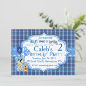 Invitation d'anniversaire de l'ours plaid (Debout devant)