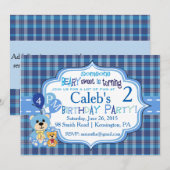 Invitation d'anniversaire de l'ours plaid (Devant / Derrière)