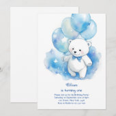 Invitation d'anniversaire de l'ours polaire (Devant / Derrière)