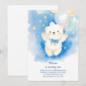 Invitation d'anniversaire de l'ours polaire (Devant / Derrière)