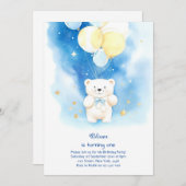 Invitation d'anniversaire de l'ours polaire (Devant / Derrière)