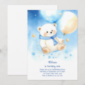 Invitation d'anniversaire de l'ours polaire (Devant / Derrière)