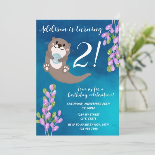 Invitation d'anniversaire de loutre (Debout devant)