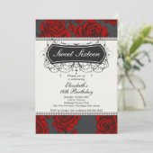 Invitation d'anniversaire de l'Rose Vintage (Debout devant)