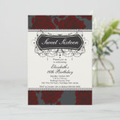 Invitation d'anniversaire de l'Rose Vintage (Debout devant)