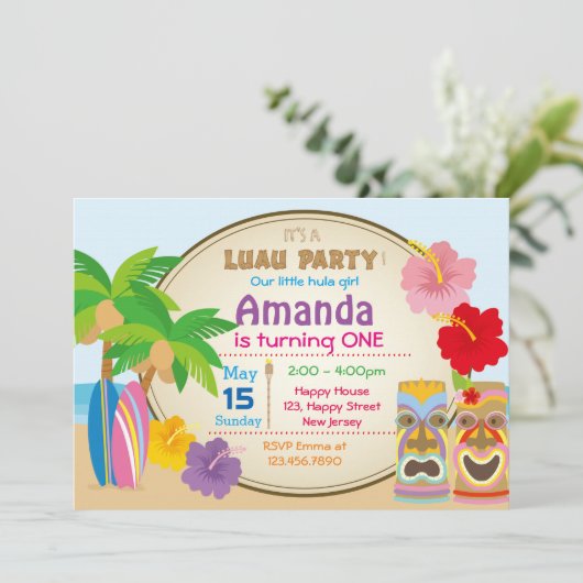 Invitation d'anniversaire de Luau (Debout devant)