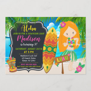 Invitation d'anniversaire de Luau Aloha Invitation