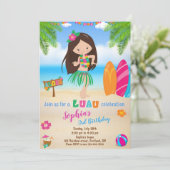 Invitation d'anniversaire de Luau Fête de plage tr (Debout devant)