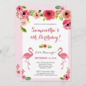 Invitation d'anniversaire de Luau, Flamant rose In (Devant / Derrière)