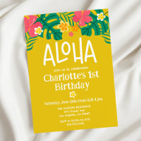 Invitation d'anniversaire de Luau Jaune Tropical