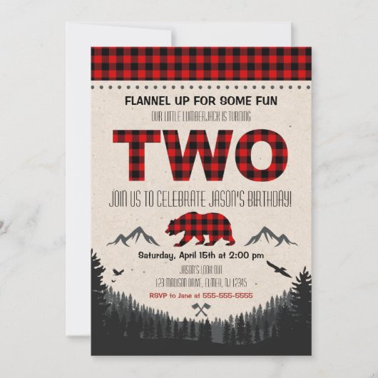 Invitation d'anniversaire de Lumberjack Woodland (Devant)