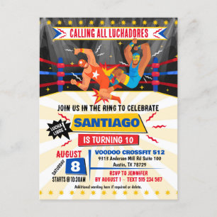 Invitation d'anniversaire de Lutte Libre Mexicaine