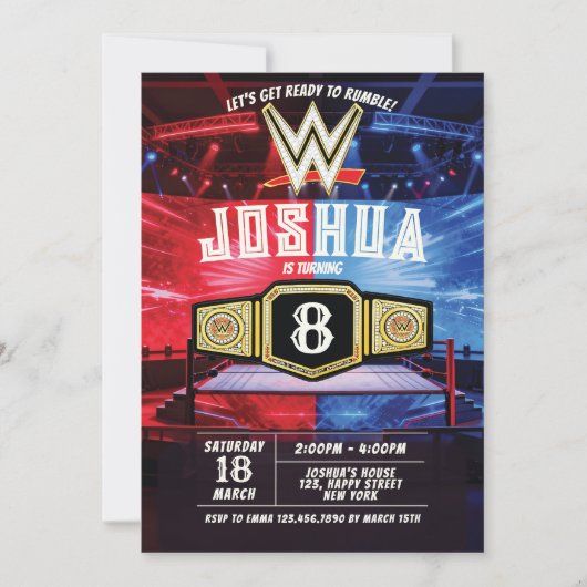 Invitation d'anniversaire de lutte WWE (Devant)