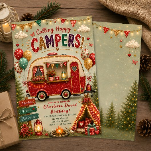 Invitation d'anniversaire de luxe Glamping