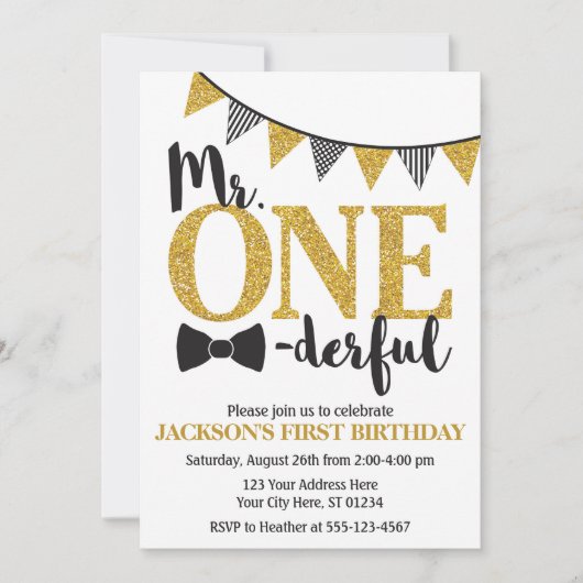 Invitation d'anniversaire de M. ONEderful (Devant)