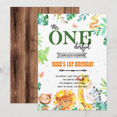 Invitation d'anniversaire de M. Onederful du zoo (Devant / Derrière)