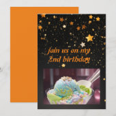 Invitation d'anniversaire de magie de crème glacée (Devant / Derrière)