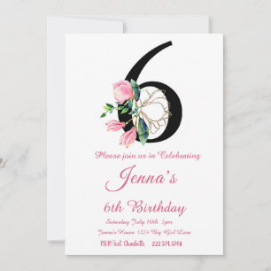 Invitation d'anniversaire de Magnolia, 6e annivers