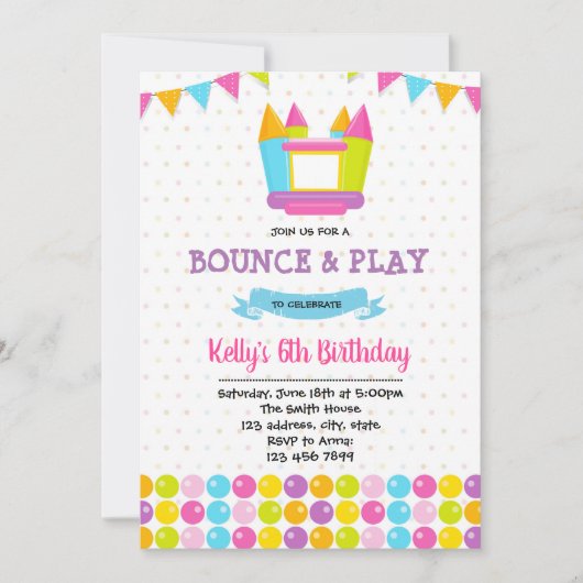 Invitation d'anniversaire de maison de rebond (Devant)
