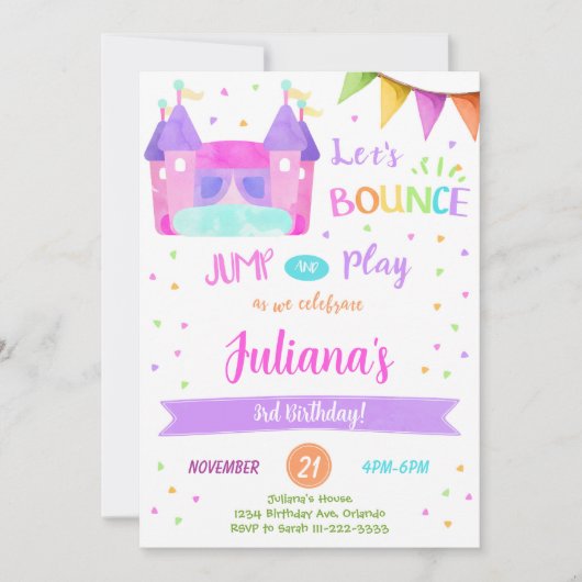 Invitation d'anniversaire de maison de rebond colo (Devant)