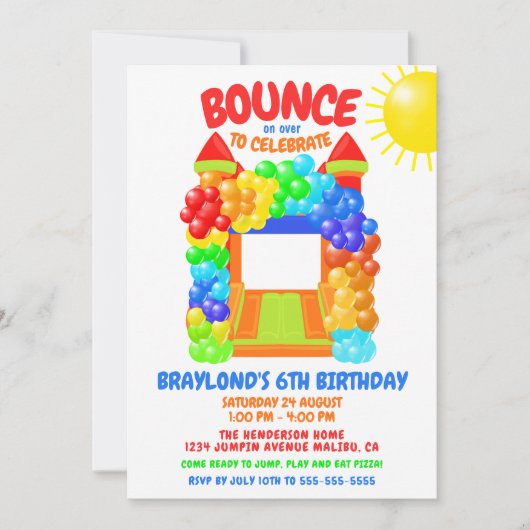 Invitation d'anniversaire de maison gonflable (Devant)