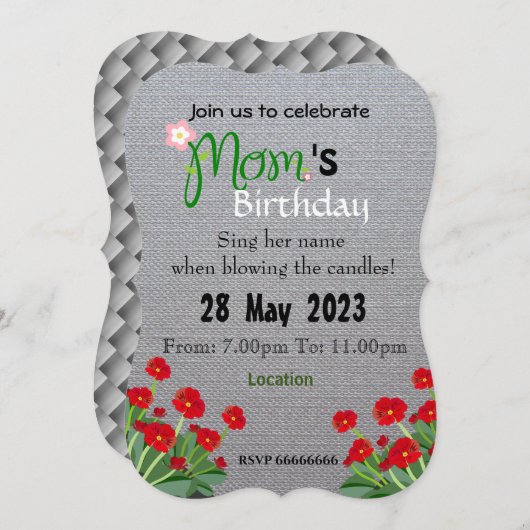 Invitation d'anniversaire de maman (Devant / Derrière)