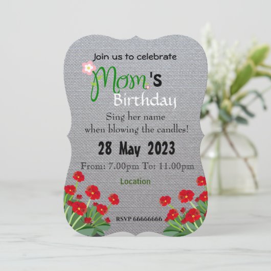 Invitation d'anniversaire de maman (Debout devant)