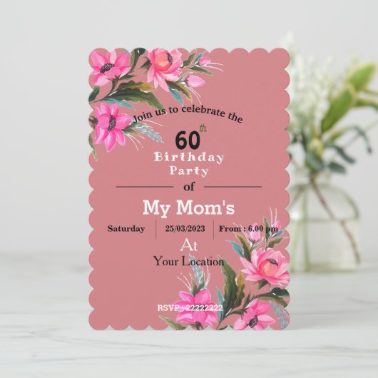 Invitation d'anniversaire de maman (Debout devant)